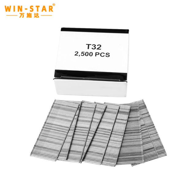 16GA Silver Color Straight Staples Galvanized T Brad Nail T32 ເລັບ