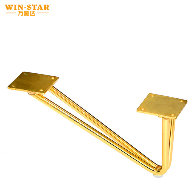 Hardware para m&oacute;veis por atacado Pernas douradas em formato de V para sof&aacute;, sof&aacute;, cama, pernas