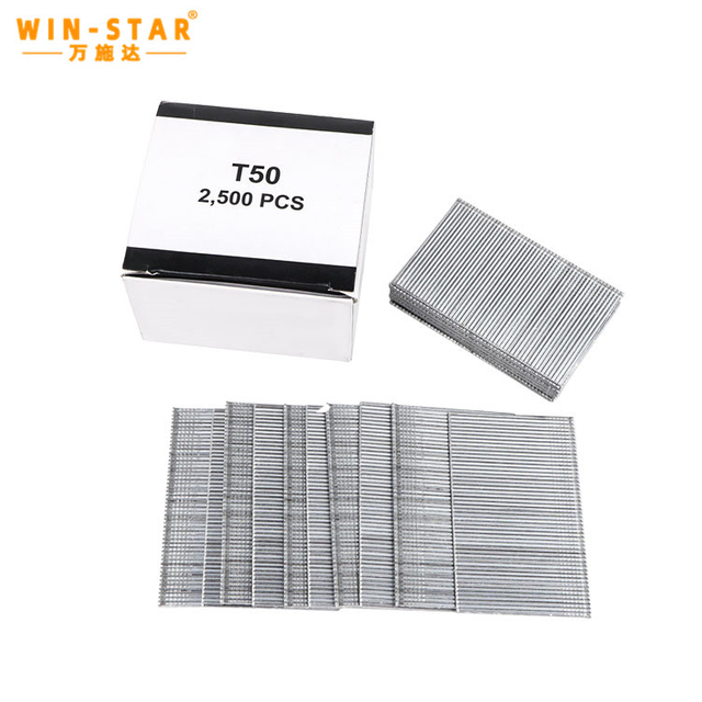 Gwoździe T50 Szpilki o długości 50 mm Grubość 16, ocynkowane, przemysłowe gwoździe z wykończeniem typu T