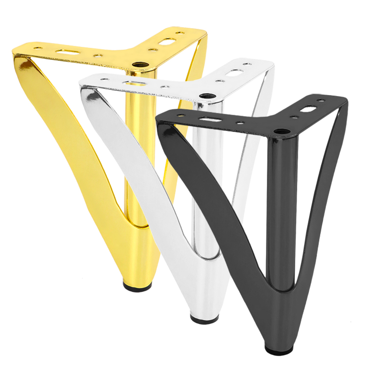 Modern design metalen meubelpoten, zwarte bank, ijzeren poten, decoratieve gouden tafelpoten