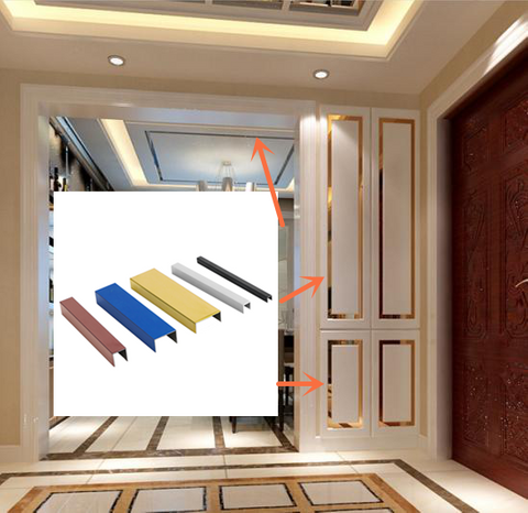 Lehk&yacute; luxusn&iacute; zrcadlov&yacute; zlat&yacute; nerezov&yacute; dekoračn&iacute; p&aacute;sek U-dlažba