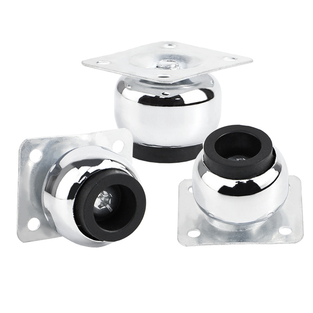 Furnitur Gaya Mini Kaki Meja Besi Pelat Krom Kaki Kabinet Sofa Dengan Karet Hitam 