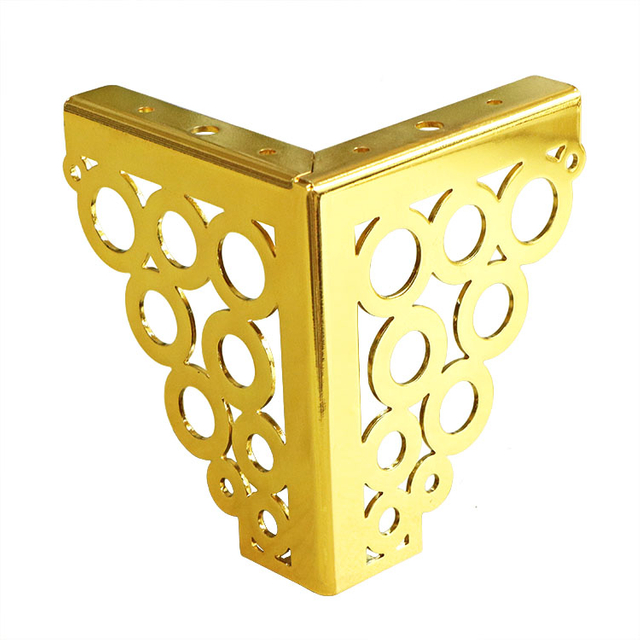 Gambe per divani moderni a triangolo color oro con gambe per mobili con motivo a fiori cavi