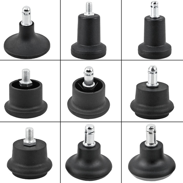  ጥቁር የፕላስቲክ ወንበር እግሮች ለቢሮ ወንበር የቤት ዕቃዎች ደረጃ ማንሸራተቻዎች ከጠፍጣፋ መጫኛ PP ጋር